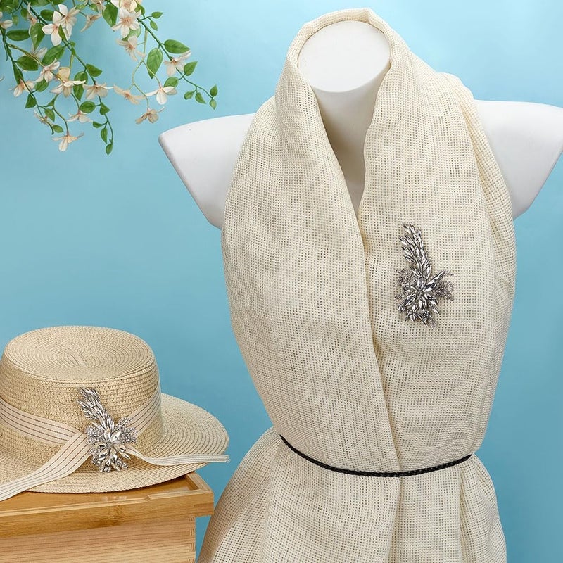 FINGERINSPIRE 2PCS Flower Crystal Applique Patch (Platinum, 3.9x2.2 inch) Flower Leaf Glass Rhinestones Applique Sew on Patch, Wedding Bridal Belt Applique DIY Embellishments for Costumes, Shoes - Image 4